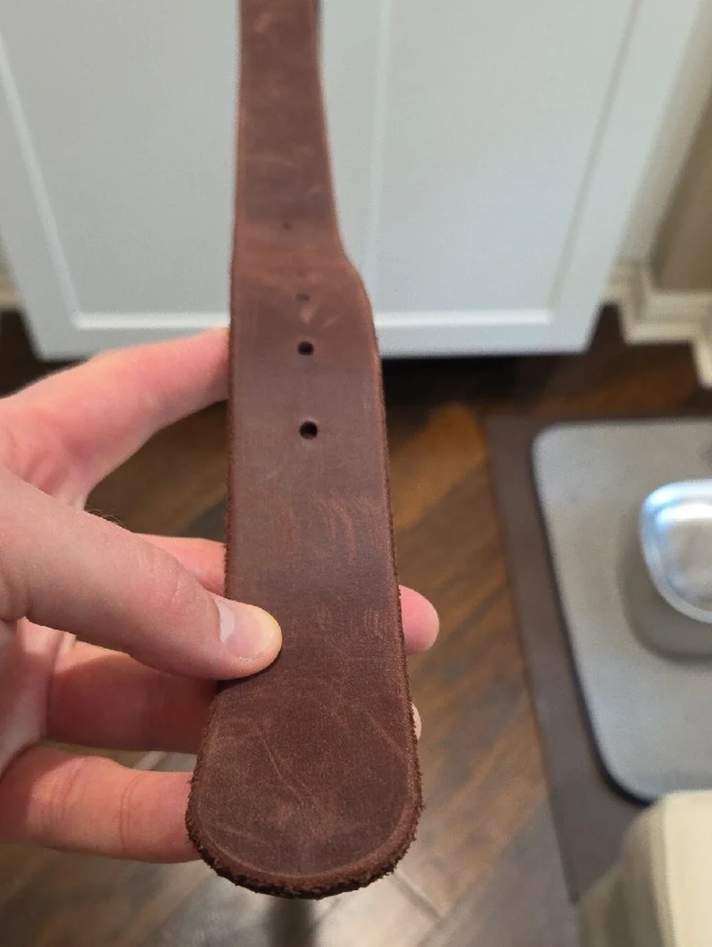Nicks Dark Brown Leather Belt with Brass Buckle